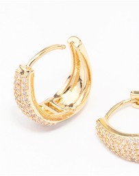 Lovisa - Gold Plated Pave Tapered Hoop Earrings