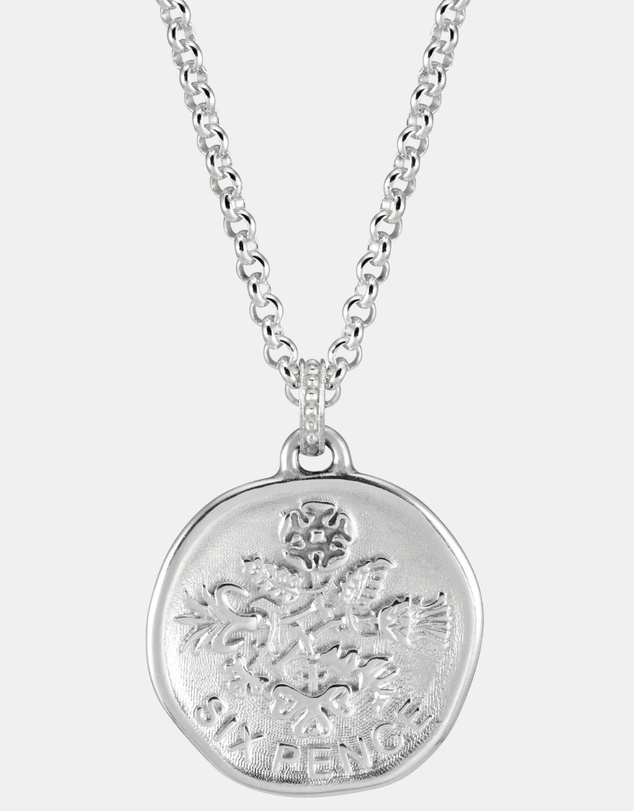 Dower & Hall - Men's Lucky Sixpence Talisman Necklace In Sterling Silver