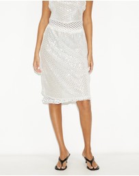 Dazie - Cascade Sheer Sequin Midi Skirt
