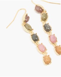 Lovisa - Gold Plated Oval Multicoloured Semi Precious Stone Hook Earrings