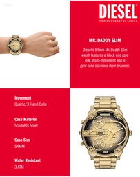 Diesel - Mr. Daddy Slim Gold Tone Analogue Watch