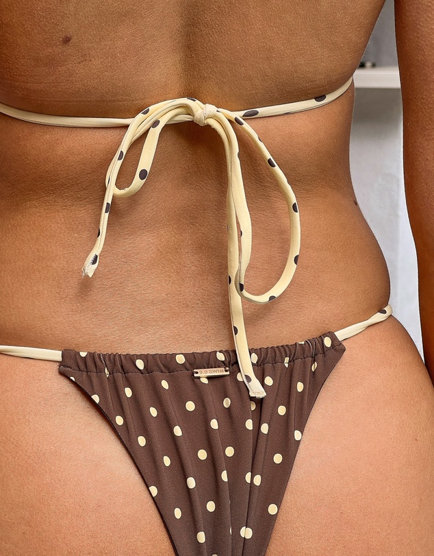 Beginning Boutique - Fitzroy Brown Polka Dot Tie Bikini Bottoms