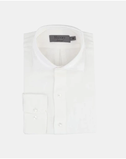 Henry Bucks - HENRY SARTORIAL Linen Classic Fit Shirt WHITE