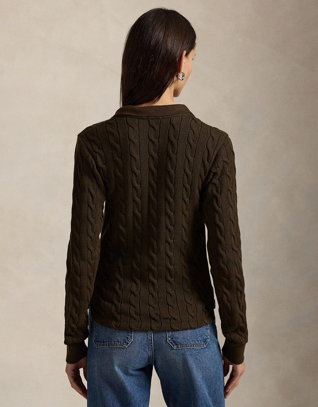 Polo Ralph Lauren - Cable-Knit Cotton Long-Sleeve Polo Shirt - The ICONIC Exclusive