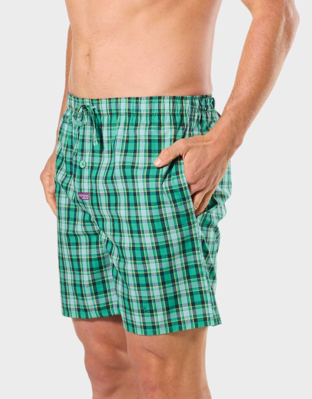 Mitch Dowd - Mitchdowd Mens 2 Pack Sleep Shorts - Hot Dog Print & Green Check