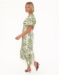 Petal & Pup - Steele Puff Sleeve Midi Dress - Green Palm