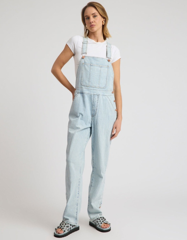 ONE TEASPOON - Painters Classic Long Length Denim Overalls - Summer Stripe