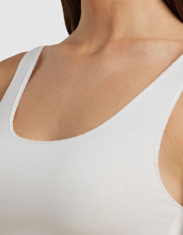 Lauren by Ralph Lauren - Cotton & Lace Scoop Neck Tank Top