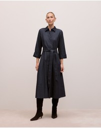 Trenery - Denim Pleat Detail Shirt Dress in Dark Indigo