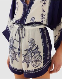 Farm Rio - Coast Scarf Off-White Shorts