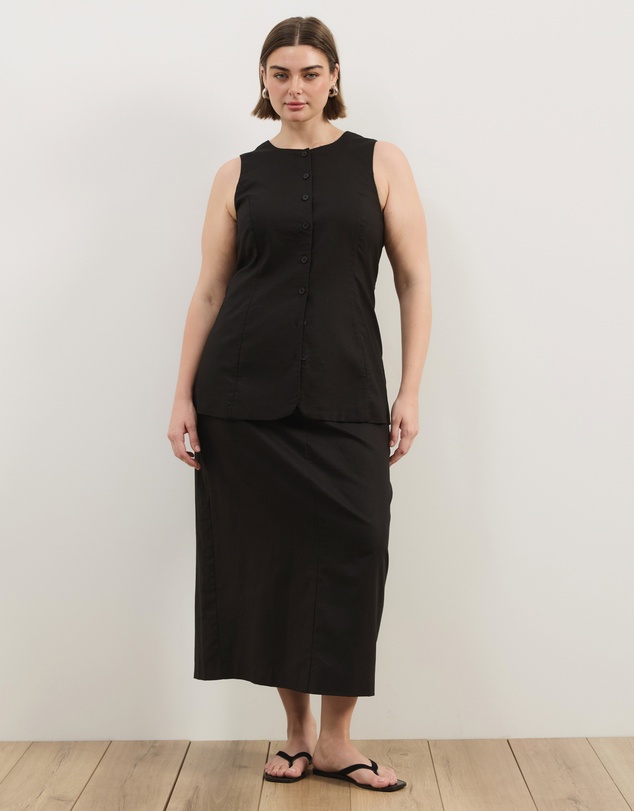 Atmos&Here Curvy - Heidi Linen Longline Vest