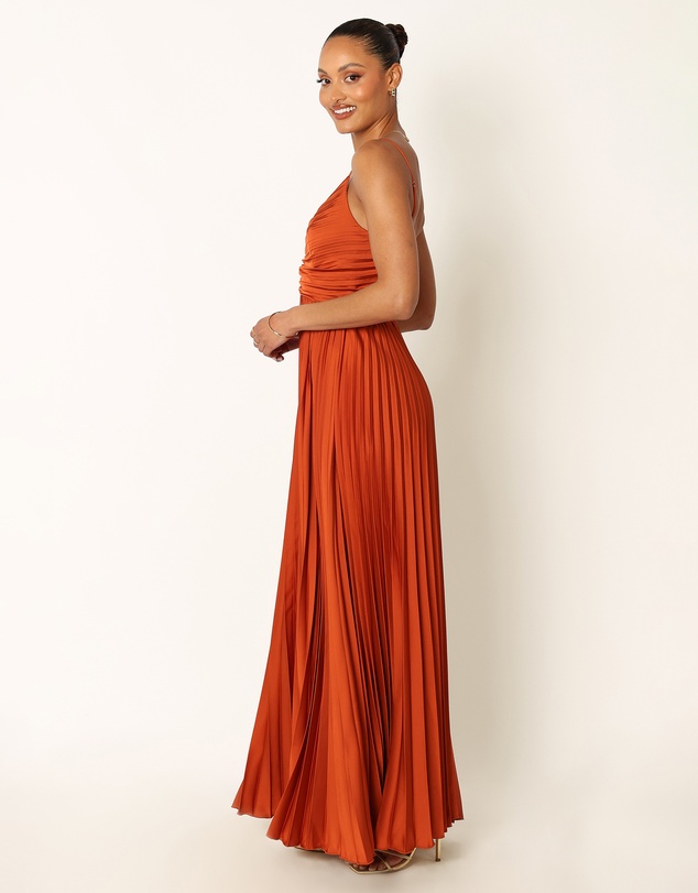 Petal & Pup - Naira Pleated Maxi Dress - Sunset Orange