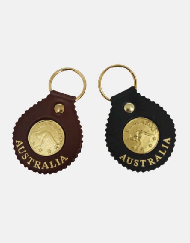 Jacaru - Jacaru 6401 Keyring Round with 'Coin', Leather