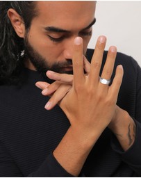 Kuzzoi - ICONIC EXCLUSIVE - Ring Men Square Matt Statement in 925 Sterling Silver