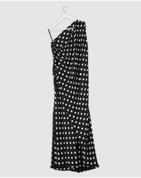 Revibe - Repaired BY JOHNNY. Dove Drape Polka Ankle Dress - AU 8