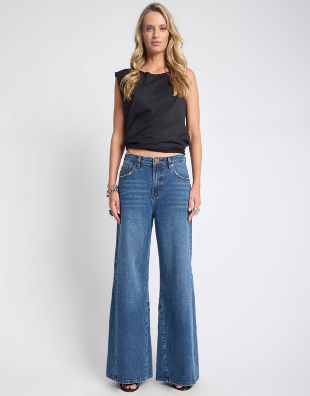 ONE TEASPOON - Cruisers Mid Waist Bootcut Flare Denim Jeans - Rodeo Blue