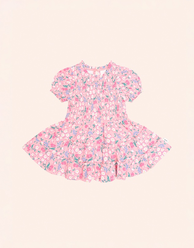 Huxbaby - Tropical Cherry Floral Tiered Puff Dress - Babies-Teens