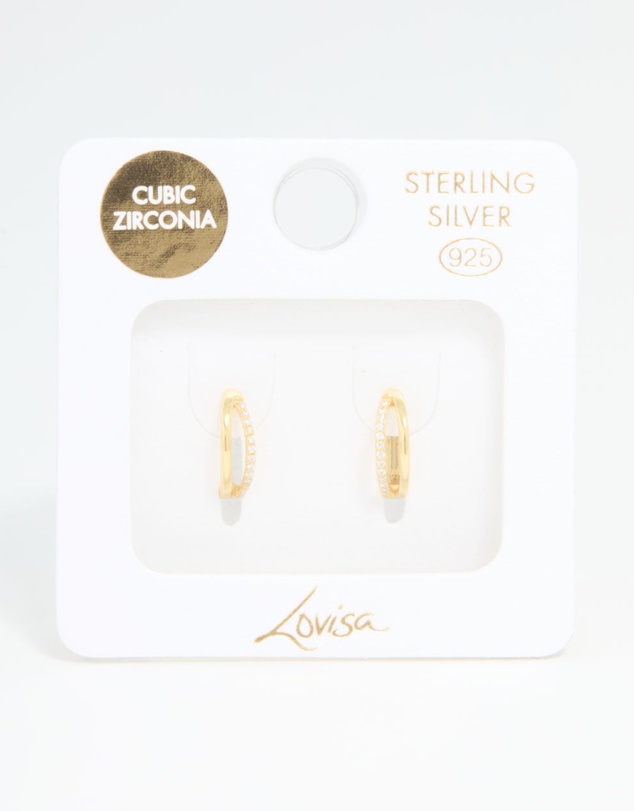 Lovisa - Gold Plated Sterling Silver Cubic Zirconia Double Hoop Earrings