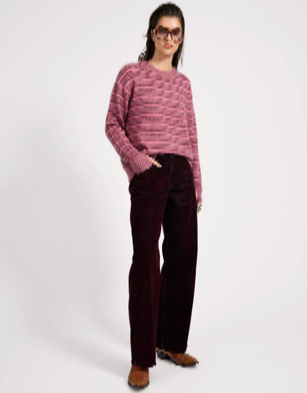 ONE TEASPOON - Striped Fluffy Mohair Knit Sweater - Pink Stripe