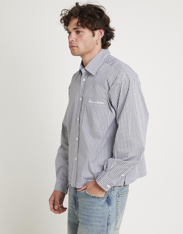 Black Noise White Rain - Miami Striped Long Sleeve Shirt