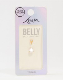 Lovisa - Gold Plated Titanium Round Bezel & Pear Belly Bar