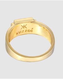 Kuzzoi - ICONIC EXCLUSIVE - Ring Men Signet Square Matt in 925 Sterling Silver Gold Plated