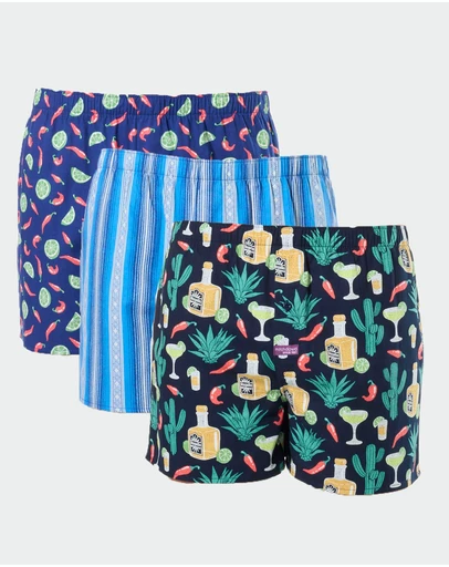 Mitch Dowd - Mens Woven Boxer Shorts 3 Pack in Tequila Print