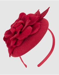 Max Alexander - Felt Red Winter Pillbox Fascinator