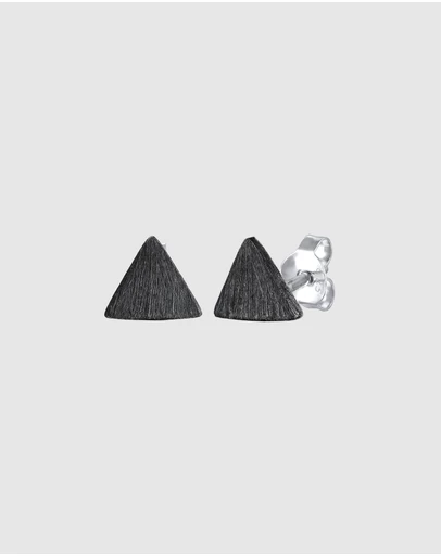 Kuzzoi - ICONIC EXCLUSIVE - Triangle Stud Earrings in Oxidised 925 Sterling Silver