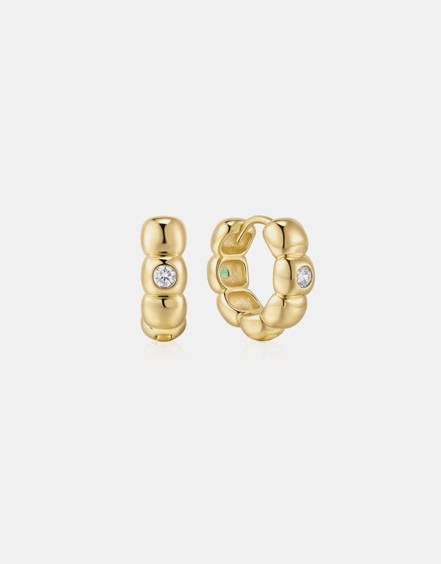 Ania Haie - Ania Haie Gold Reversible Puffy Huggie Hoop Earrings