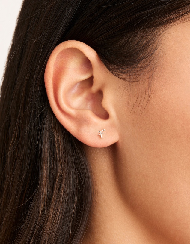 By Charlotte - Sterling Silver Love F Earring