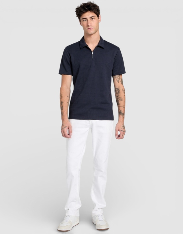 GUESS - Eco Percy Textured Zip Polo Shirt