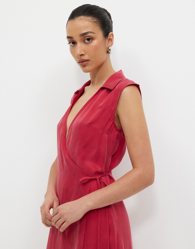 Calli - Cupro Sleeveless Wrap Dress