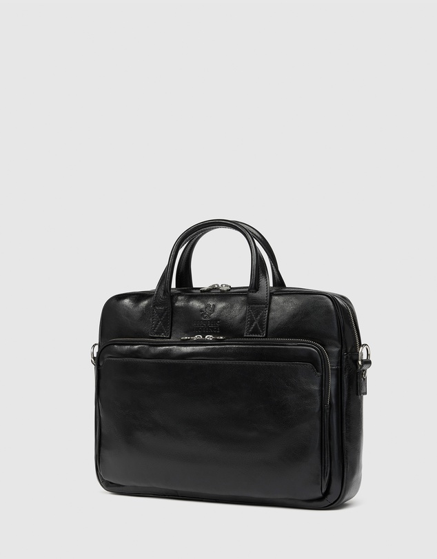 Republic of Florence - Pretoria Black Leather Laptop Briefcase