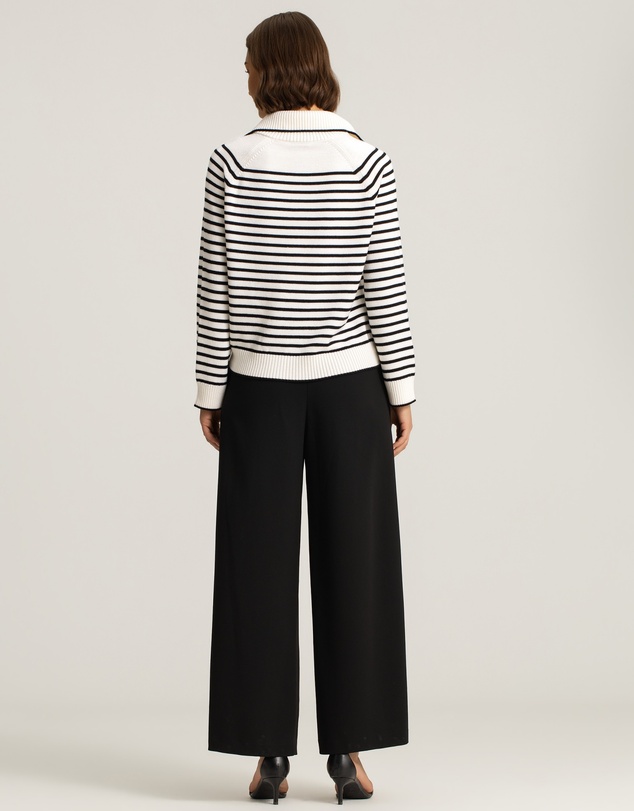 IDA+S - Ines Merino Stripe Quarter-Zip Knit