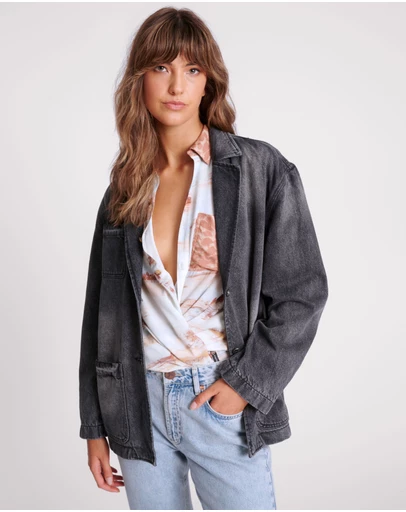 ONE TEASPOON - Worn Black Denim Boyfriend Blazer