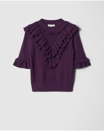 & Other Stories - Pointelle-Knit Ruffle Top