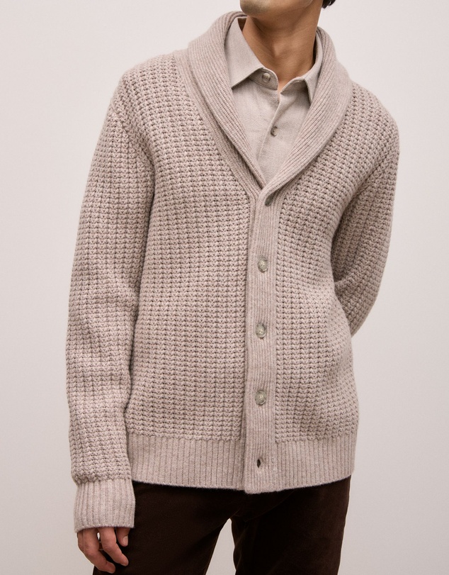 Trenery - Merino Textured Shawl Cardigan in Cinder