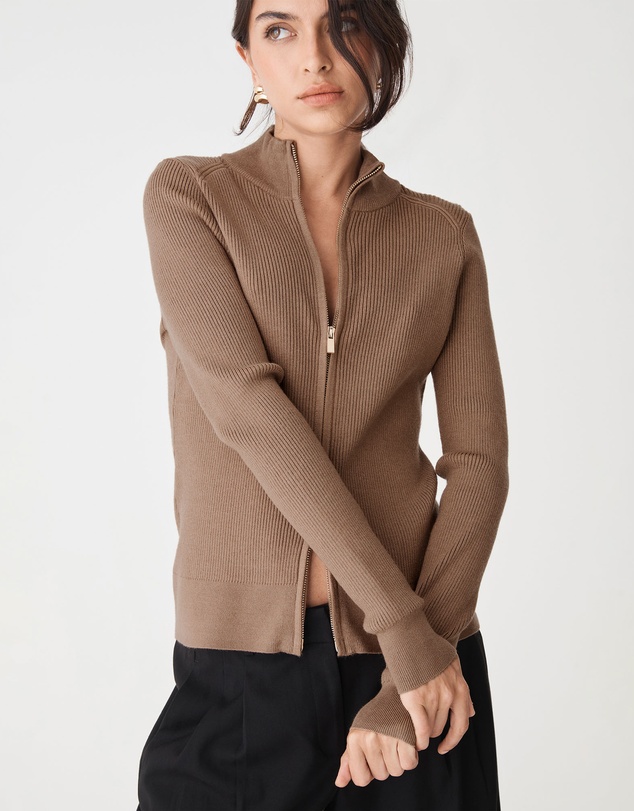 Forcast - Blake Ribbed Zip Cardigan