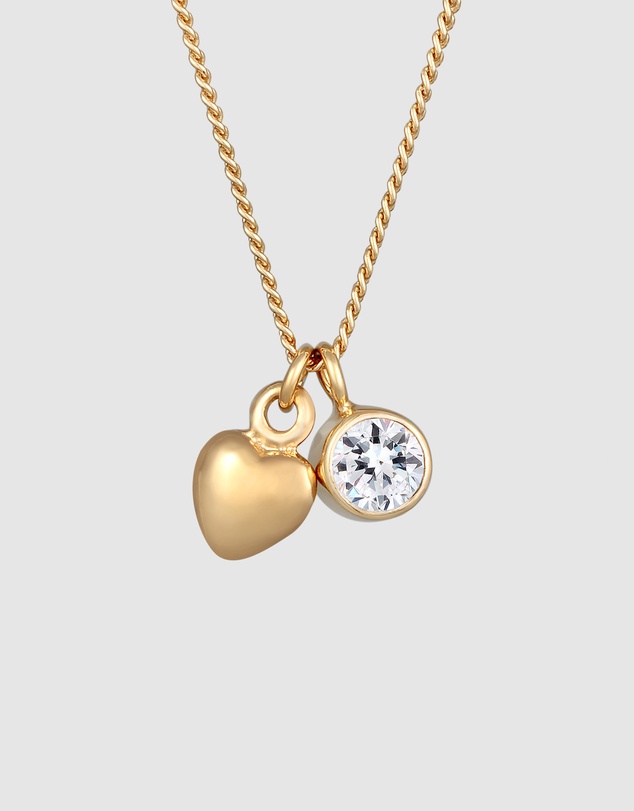 Elli Jewelry - Necklace Crystal Heart 925 Sterling Silver Gold-Plated
