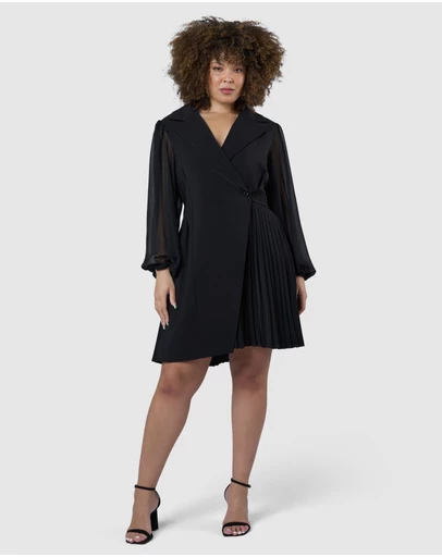 Pink Dusk by Curve Project - Feverish Nights Tuxedo Mini Dress