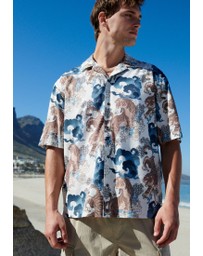 NEXT - Printed Short Sleeve Shirt With Cuban Collar