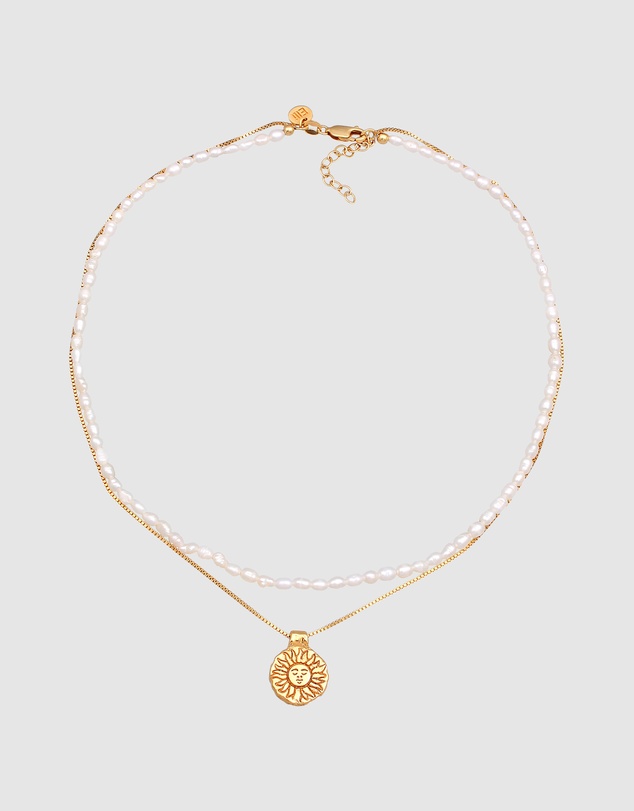 Elli Jewelry - Necklace Choker Sun Layer Freshwater Pearls in 925 Sterling Silver