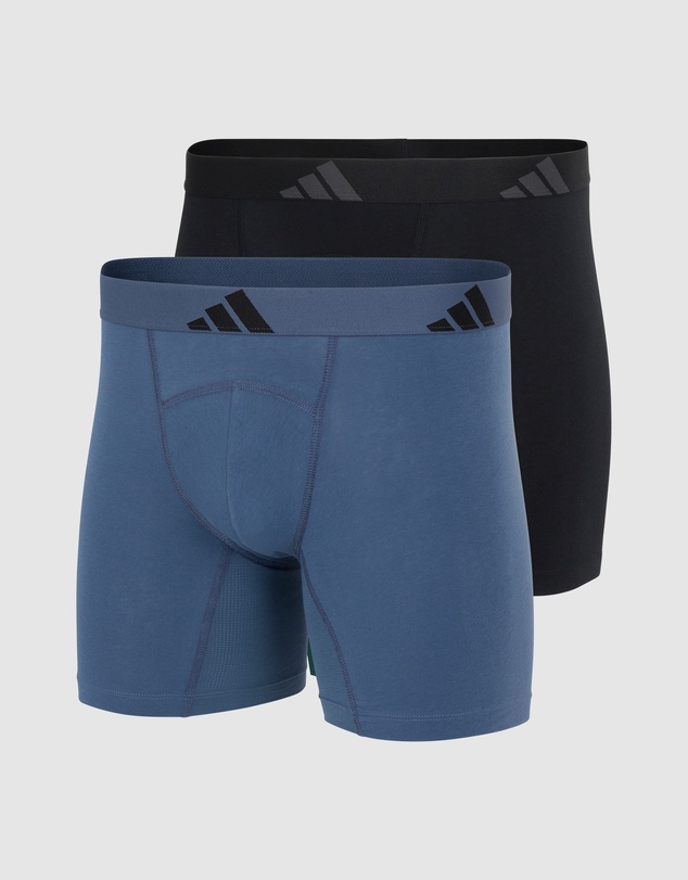 adidas Sportswear - 2 Pack Active Flex Cotton Ergonomic Boxer Brief Underwear