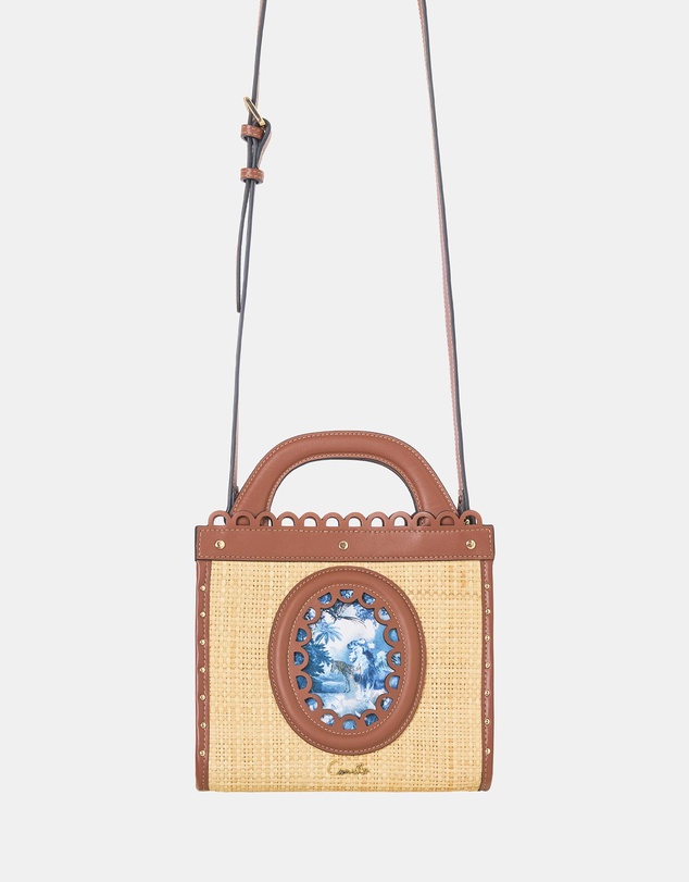 Camilla - Raffia Mini Tote With Leather Trims
