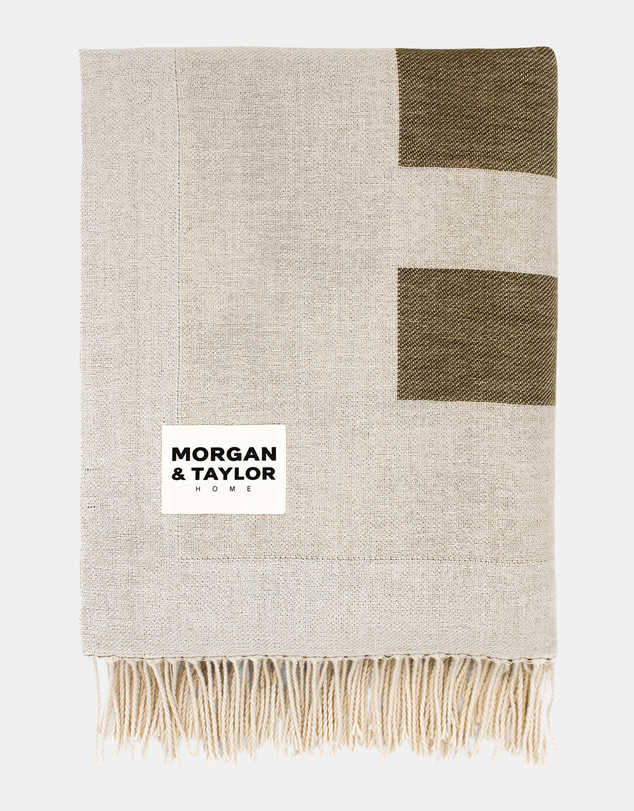 Morgan & Taylor - Willow Throw Blanket in Beige and Dark Green