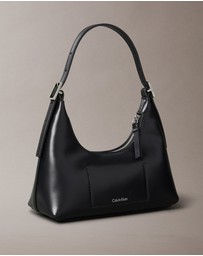 Calvin Klein - Monogram Logo Emblem Leather Small Shoulder Bag