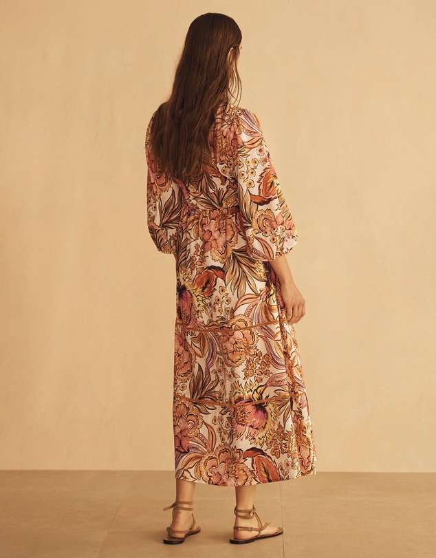 AUR OCEA - Bel Fiore Blousson Tiered Midi Dress