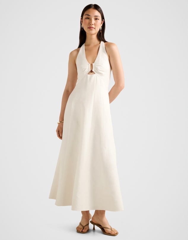 Angie Hardware Halter Neck Linen Midi Dress by Forever New Online | THE  ICONIC | Australia