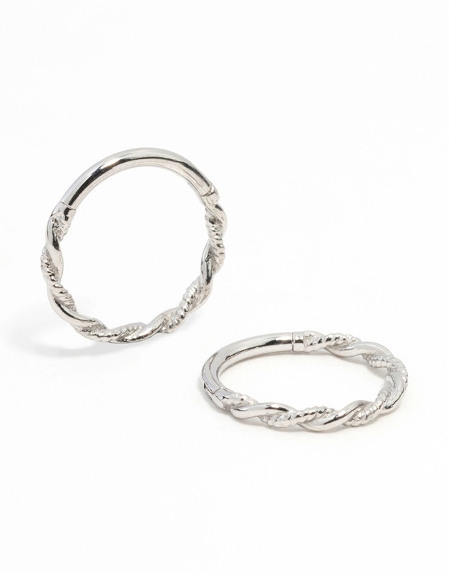 Lovisa - Surgical Steel Twisted Sleeper Hoop Earrings 10MM